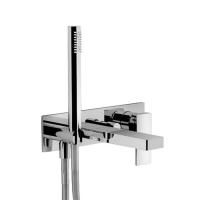 Fantini Mint Смеситель для ванны, встраиваемый, излив 200мм, с ручн.душем, (наружняя часть), цвет: нержавеющая сталь