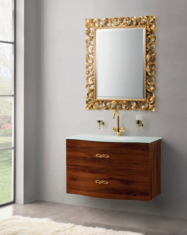 Тумба под раковину Cezares PETALO-900-2C-SO-RC-P подвесная Вишневый дуб без ручек