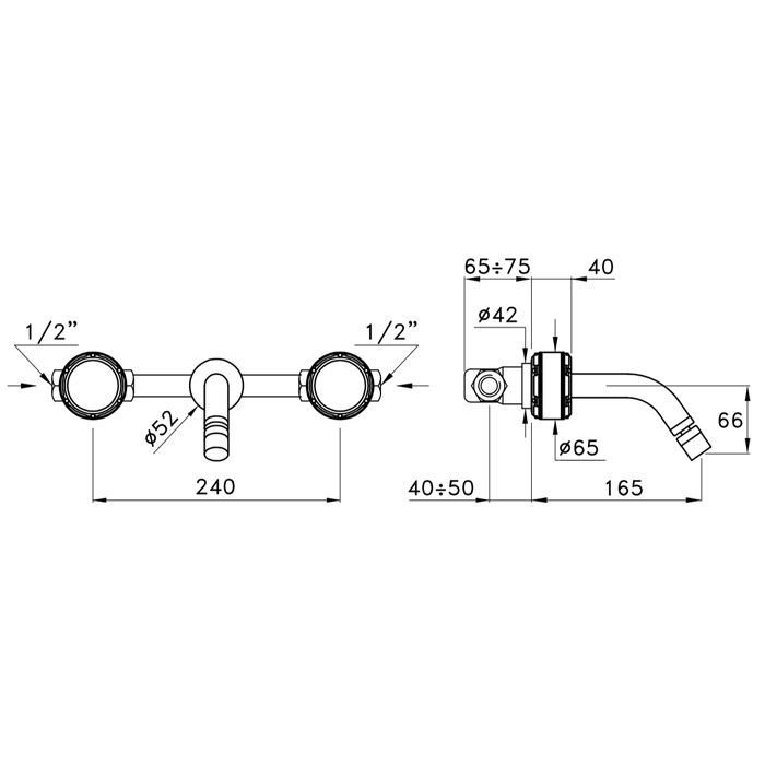 Stella Timeaster Встраиваемый смеситель для раковины 3868, круглая ручка d=65мм, цвет: хром, ручка черная