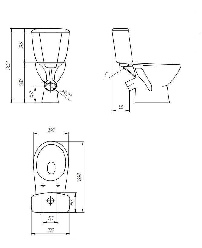 Унитаз компакт MITO GREY 031 1-уровневая PP (S-KO-MIG031-ST-P-w), артикул S-KO-MIG031-ST-P-w
