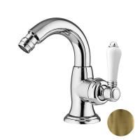 Nicolazzi P.m. Blanc Смеситель для биде, на 1 отв, с донным клапаном, излив: 132 мм, ручки белая керамика, цвет: Bronze Plated