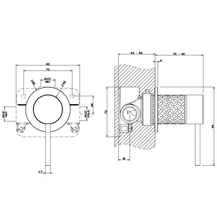GESSI 316 Встраиваемый смеситель, на 1/2'', на 1 источник (внешняя часть), цвет: Black XL