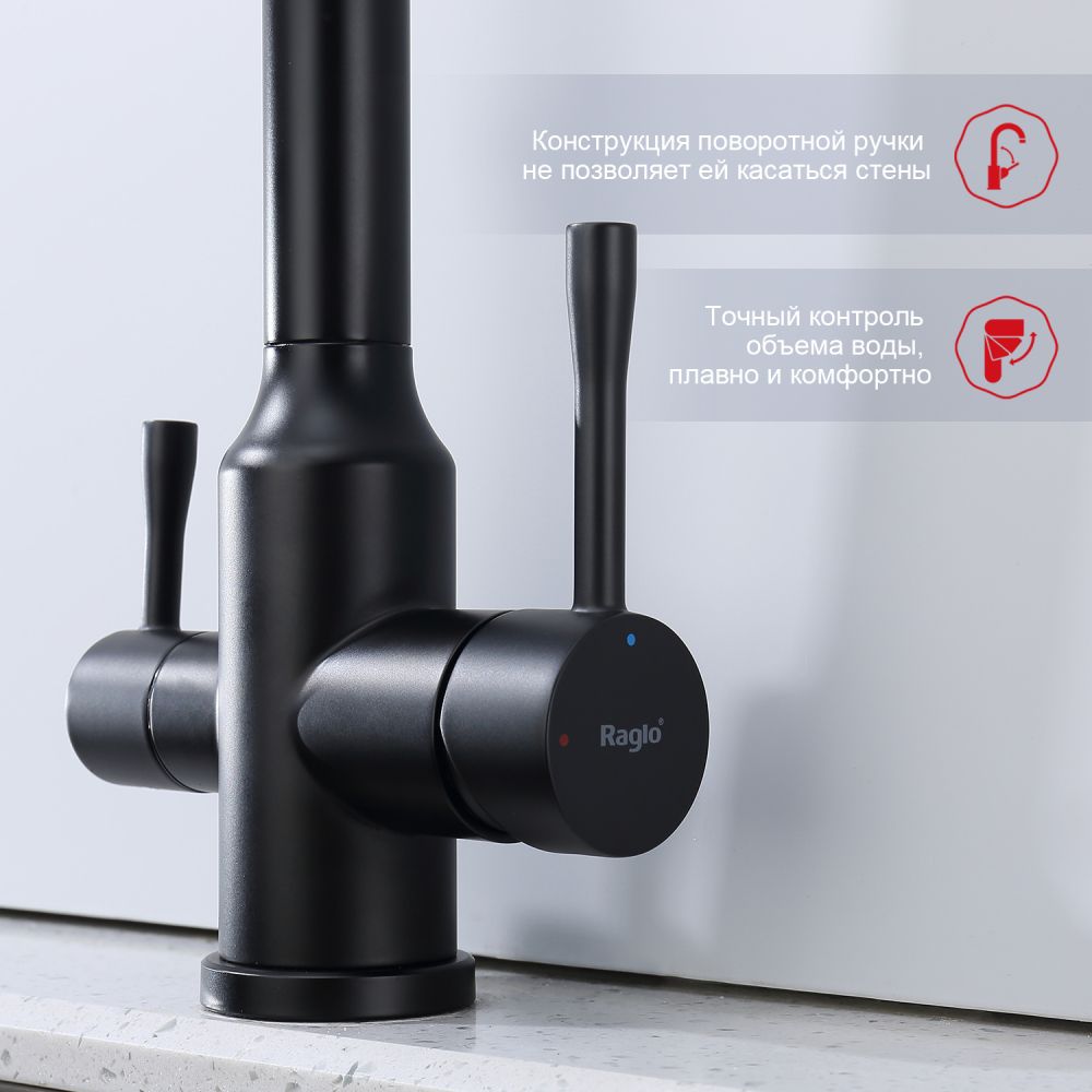 Смеситель для кухни с подключением фильтра Raglo R81.63.06, черный