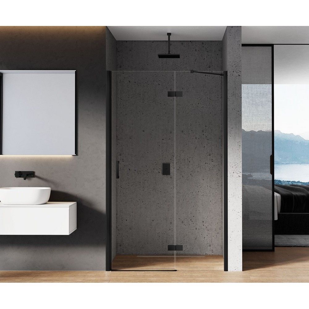 Дверь в нишу NEW TRENDY NEW RENOMA BLACK R 80x195 D-0194A (черный)