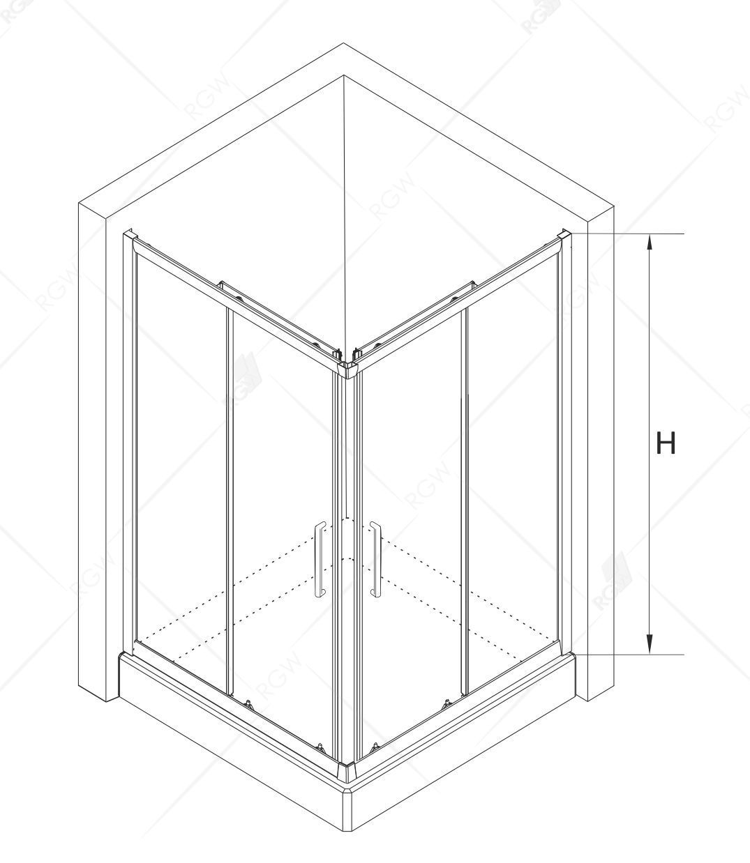 Душевой уголок RGW CL-34 (1000x1000, Прозрачное)