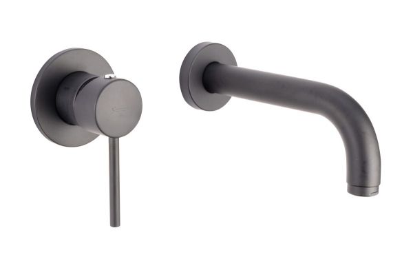 Emmevi Piper, встраиваемый в стену однорычажный смеситель для раковины, без донного клапана, цвет черный матовый