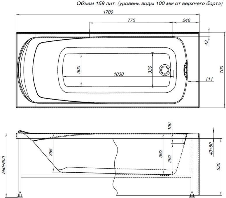 Акриловая ванна Aquanet Roma 170x70 Акриловая ванна Aquanet Roma 170x70
