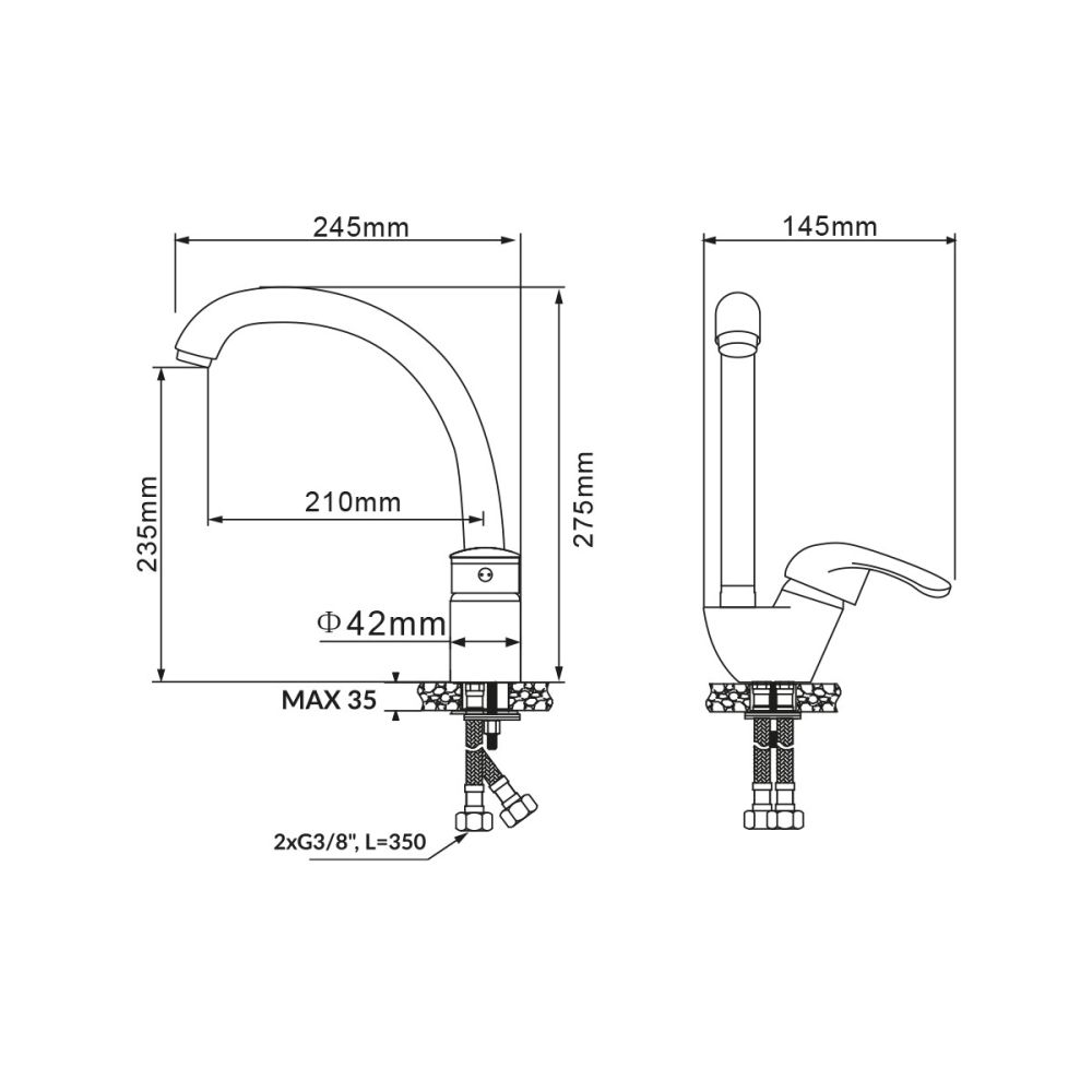 Смеситель для кухни OLISAN PROFI PF1508, хром