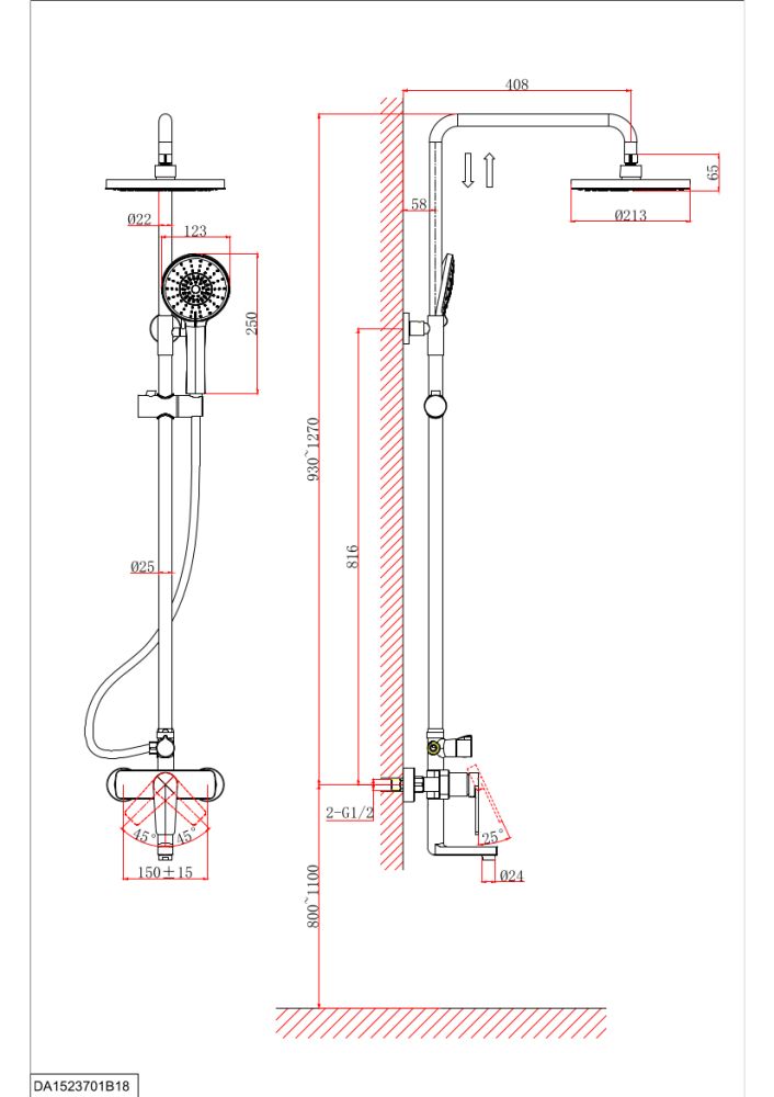 Душевая система DK Bayern.Fürth (DA1523705B18), артикул DA1523705B18
