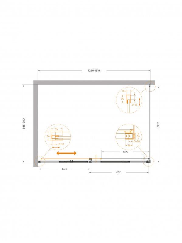 Душевой уголок CEZARES PLANE-AH-1 арт. PLANE-AH-1-140/100-C-CR, артикул PLANE-AH-1-140/100-C-CR