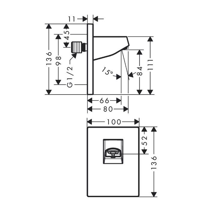 AX  Pulsify Держатель верхнего душа 105, цвет белый матовый AX  Pulsify Держатель верхнего душа 105, цвет белый матовый