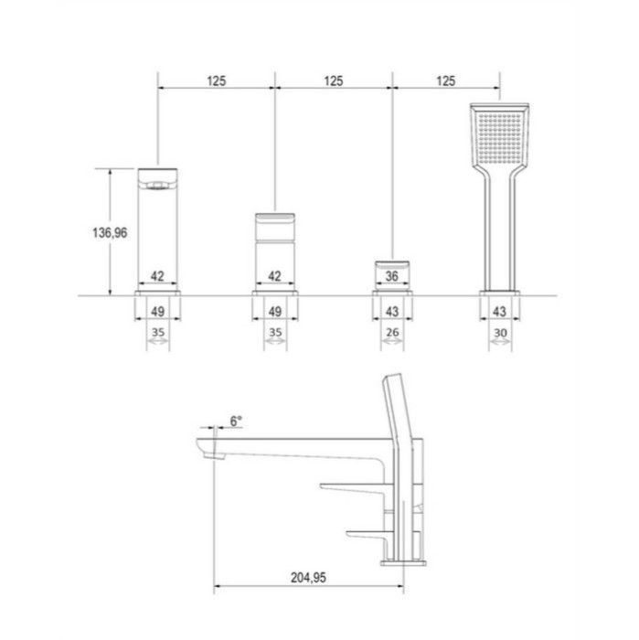 Смеситель на борт ванны OMNIRES PARMA PM7432CRB (хром/белый)