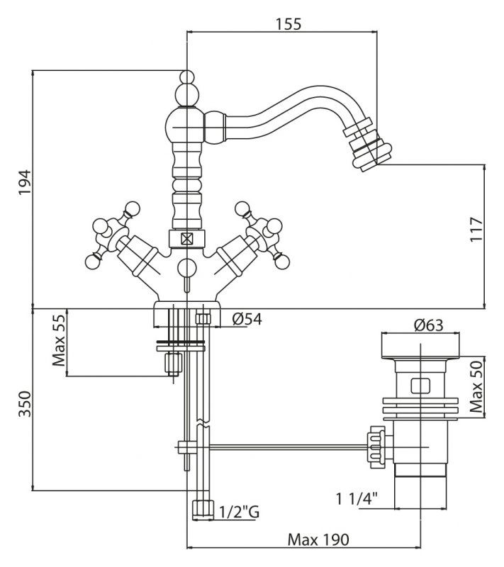 Смеситель для биде CEZARES LORD-BS2