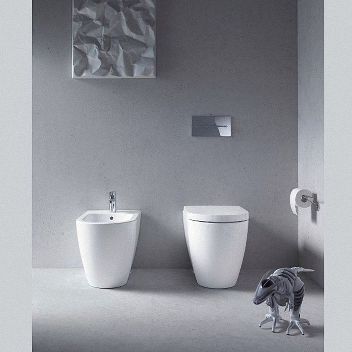 Сиденье для унитаза, Duravit, ME by Starck, с крышкой, ширина, мм-370, глубина, мм-440, высота, мм-30, тип шарниров-SoftClose, материал шарниров-нержавеющая сталь, цвет шарниров-хром, цвет-белый, артикул 0020090000