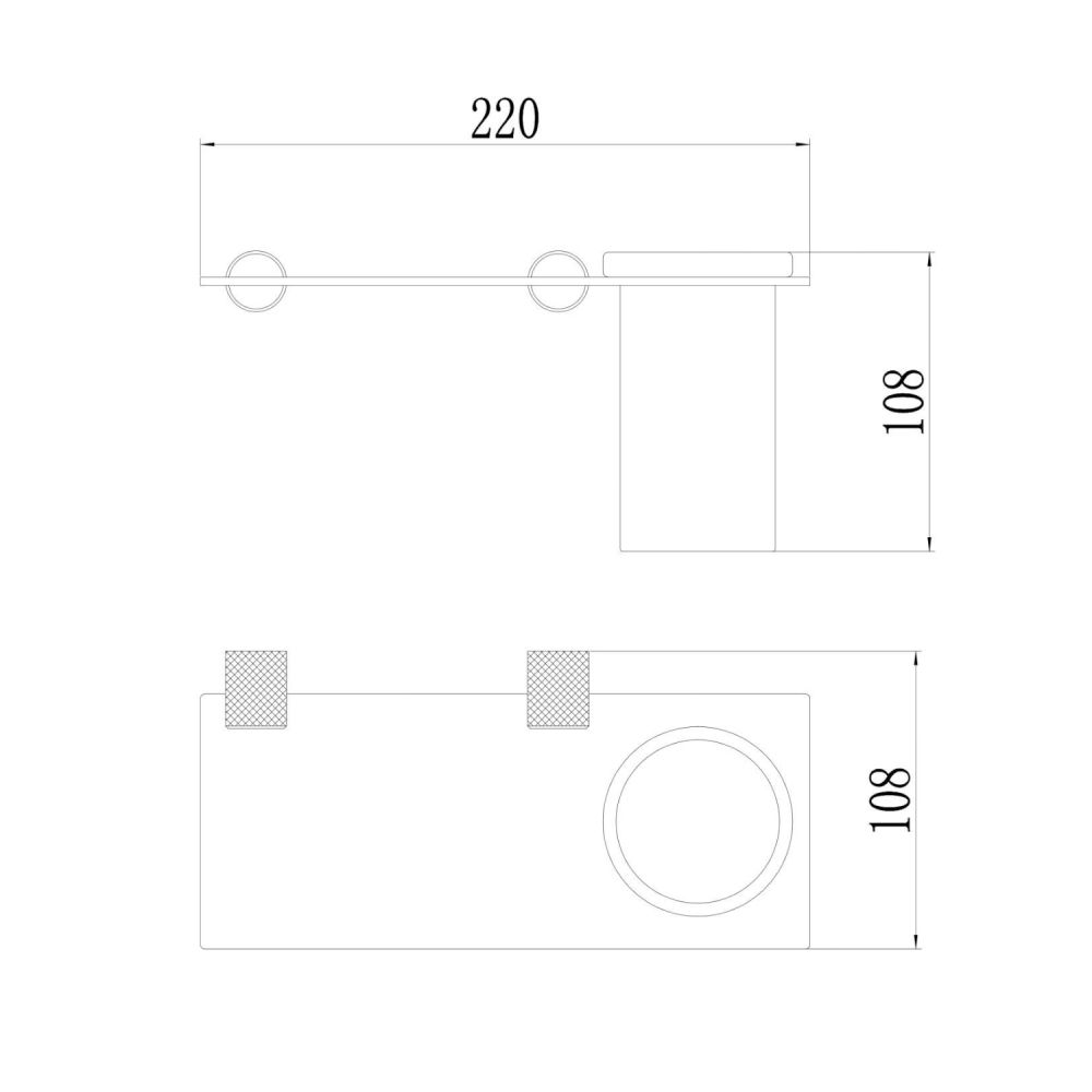 Стакан для ванной комнаты Savol S-002158HB, черный/золото