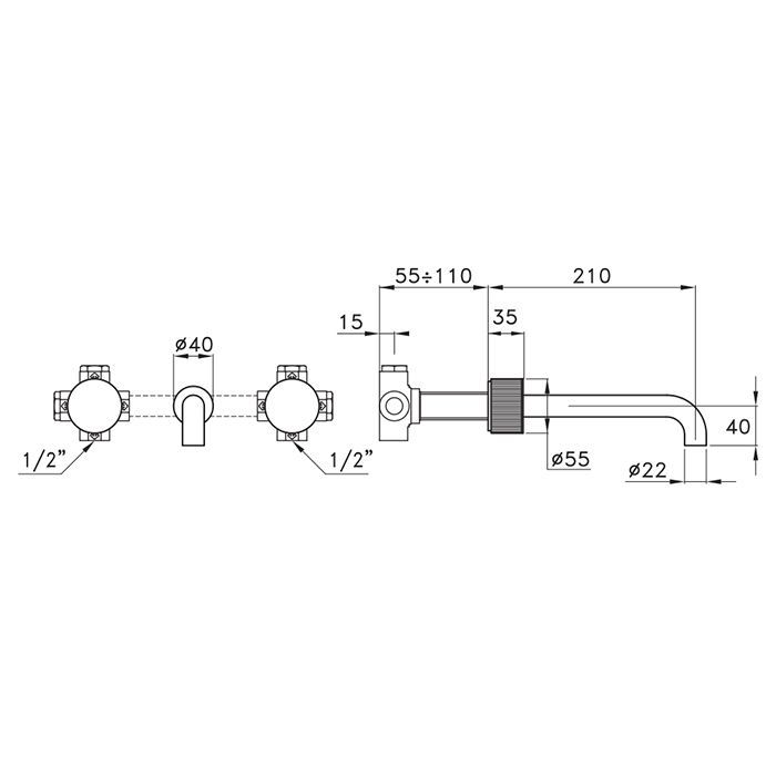 Stella Sirius Внешняя часть встраиваемого смесителя на 3 отв. цвет Copper satinato PVD