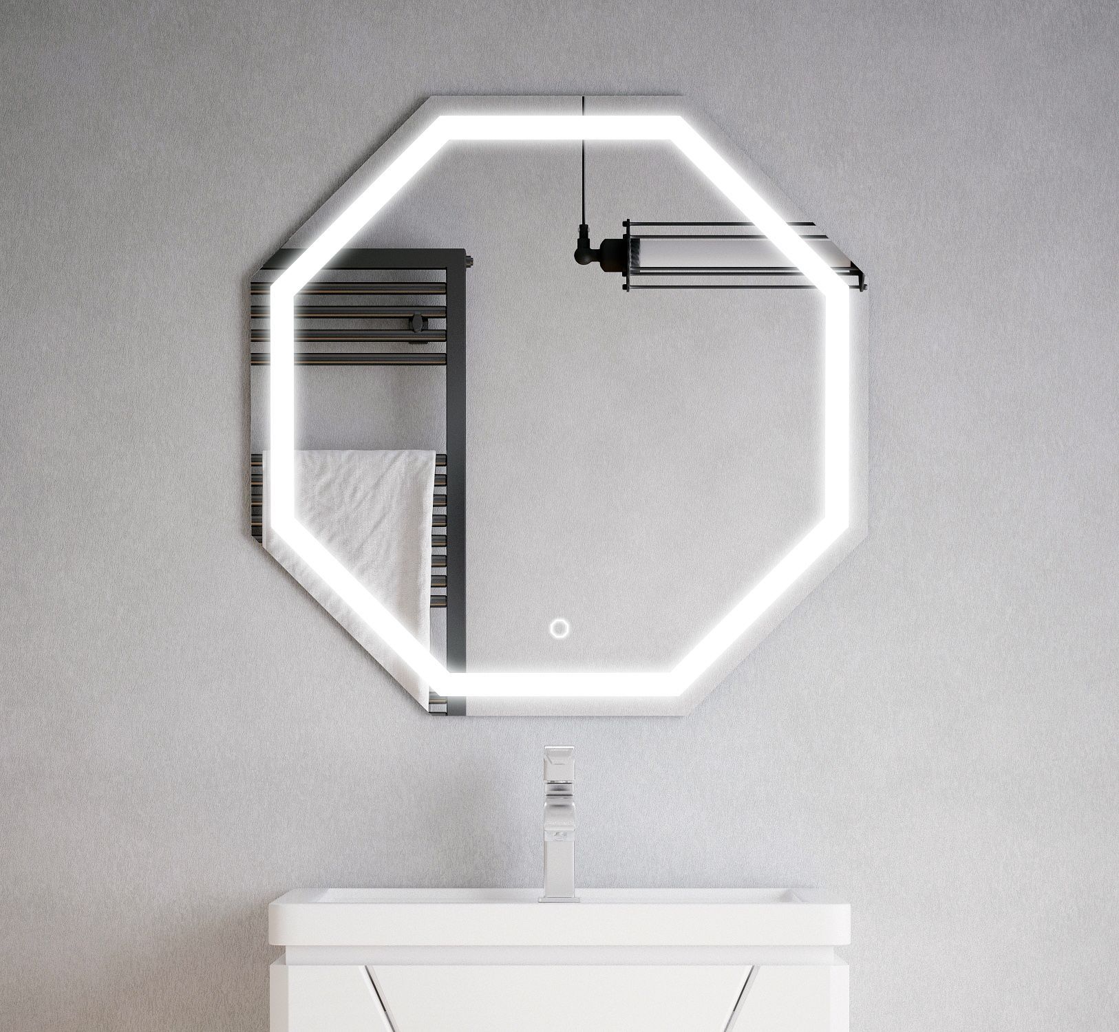 Зеркало LED "Каре 700х700" 8 граней, сенсор