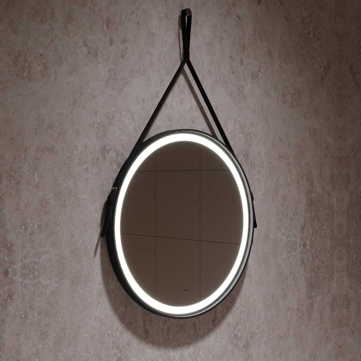 Зеркало VLM-2N700+  D710 с подсветкой на кожаном ремне, датчик на движение, цвет черный