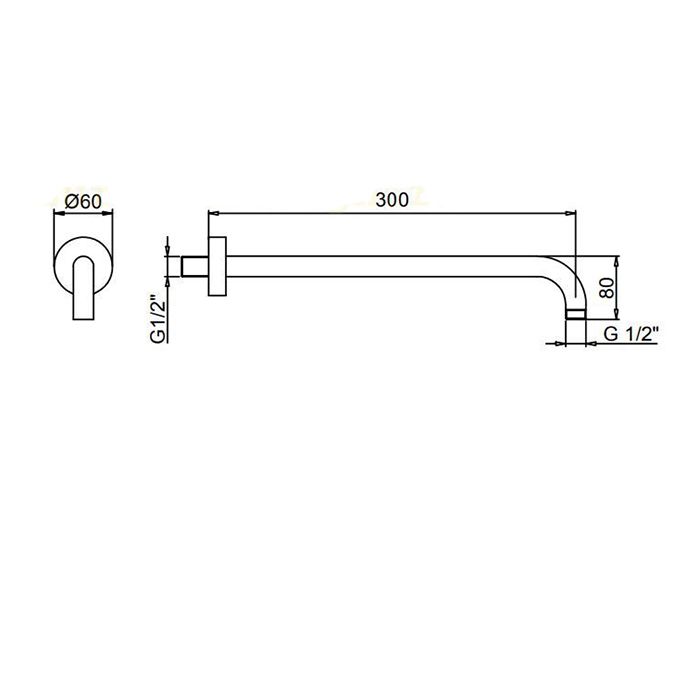 Держатель верхнего душа, Fantini, вид-настенный, вынос, мм-300, цвет-хром