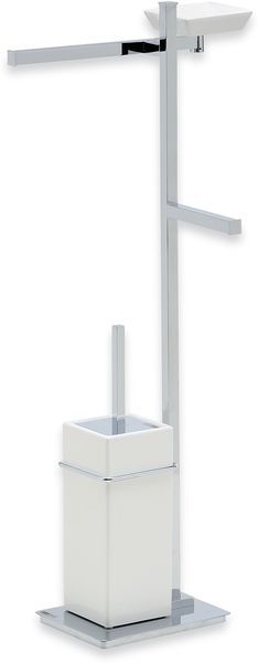 Stil Haus Urania, стойка: мыльн. + полотенцедер. + бумагодер. + ёрш кер., цвет хром - бел. керамика