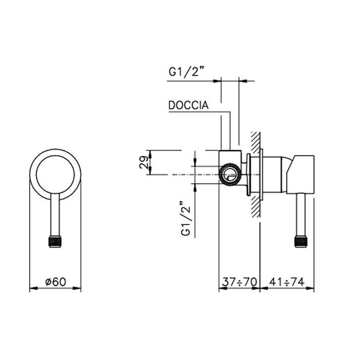 Nicolazz Arena Смеситель для душа на 1 отверстие, встраиваемый, цвет: хром, артикул 3706CR56M