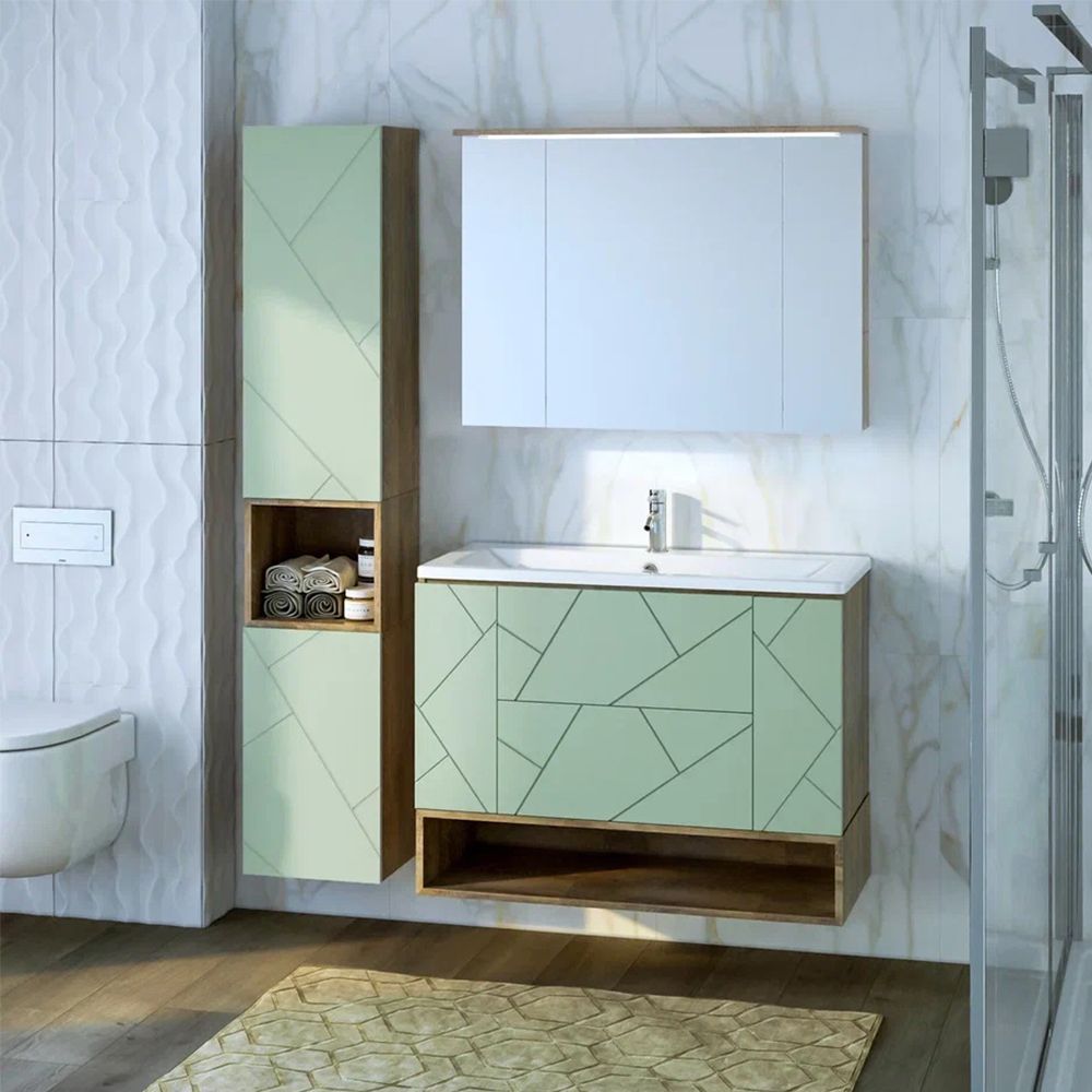 Зеркальный шкаф Бриклаер КРИСТАЛЛ 95 см, дуб гранж песочный, артикул 4627125417245