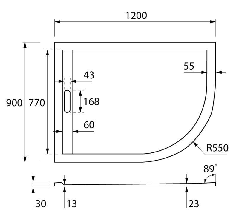 TRAY-AS-RH-100/80-30-W-R Поддон из искусственного мрамора