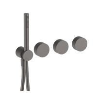 Fantini AF/21 Встроенный смеситель для ванны на 2 потока, ручная лейка FIT, гибкий шланг 150 см, (наружная часть) цвет Matt Gun Metal PVD