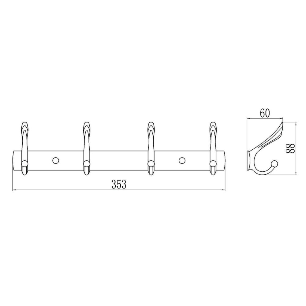 Планка с крючками Savol S-06204H, черный, артикул S-06204H