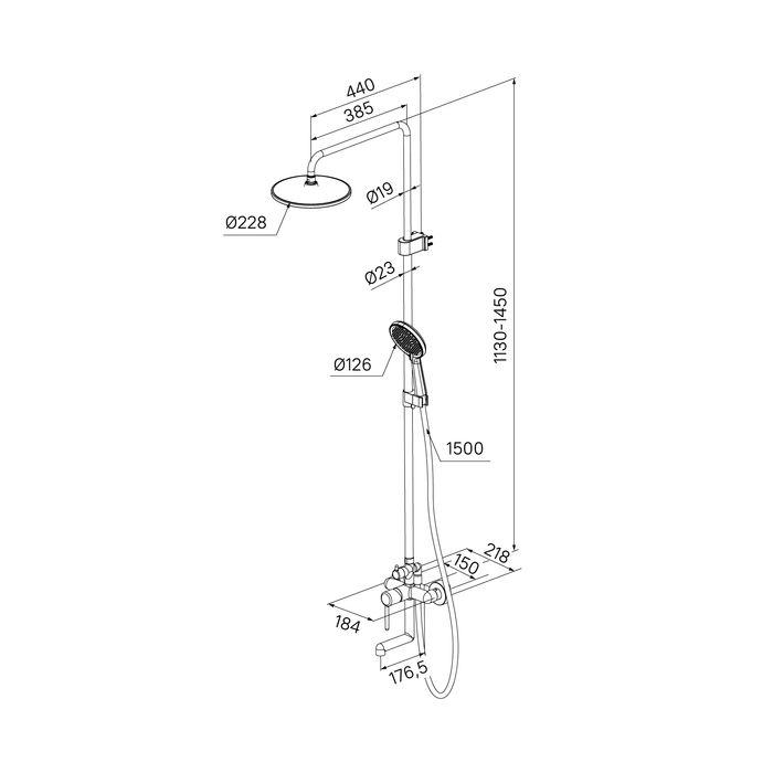 Душевая система с тропическим душем и изливом IDDIS Aiger (AIGBL3Fi06), артикул AIGBL3Fi06