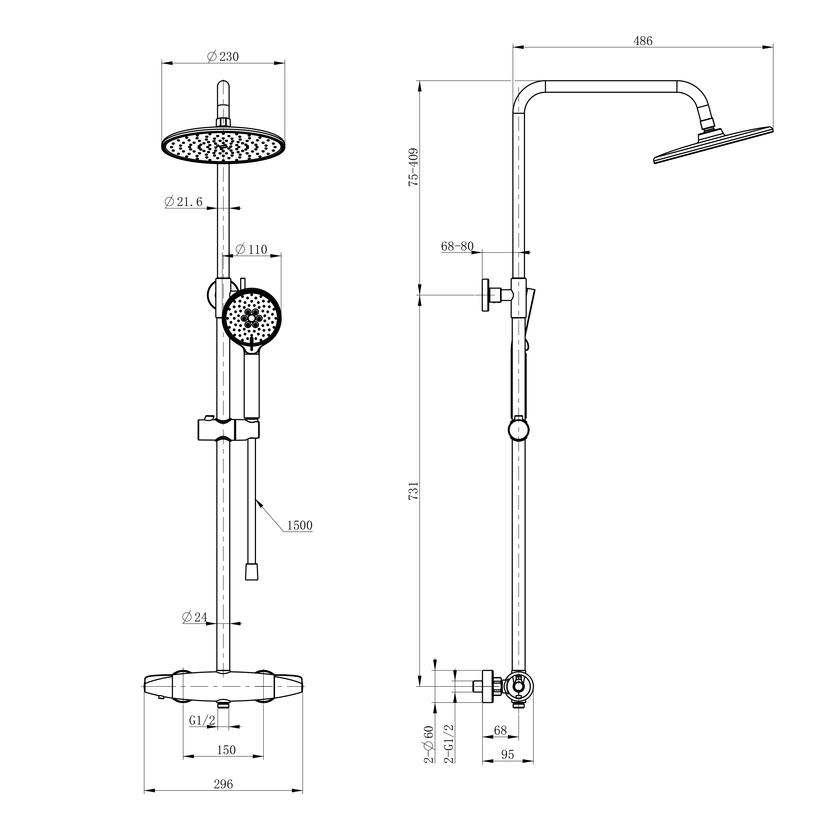 Душевая система с термостатом WONZON & WOGHAND CAPSULE, Белый матовый (WW-B3031-A-MW)