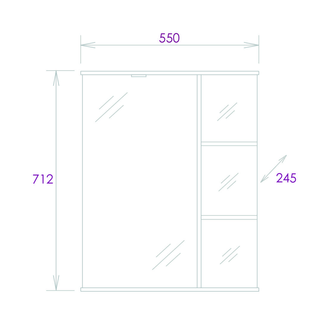 Шкаф-зеркало Onika Карина 55 белый, левый, с подсветкой
