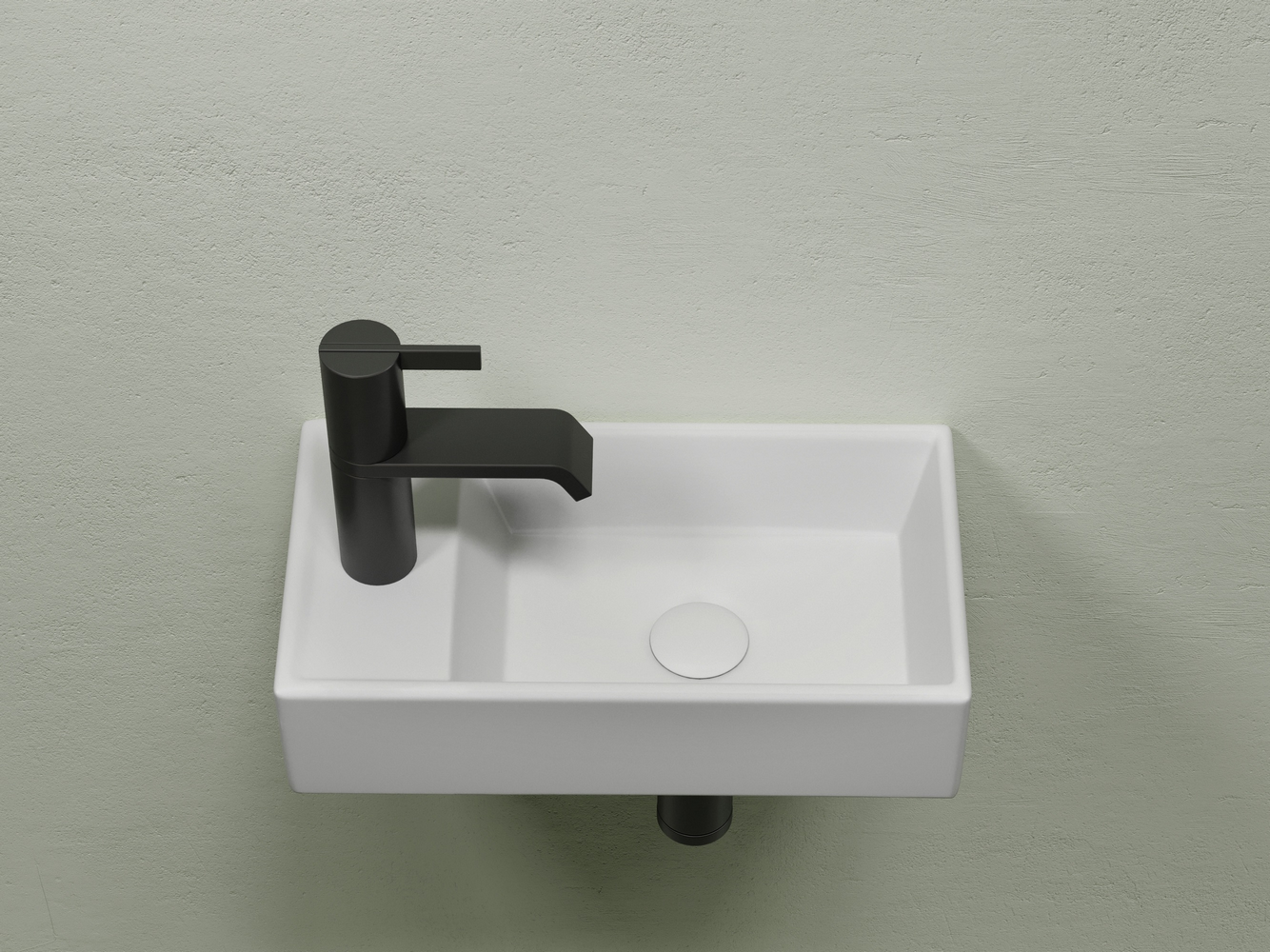 Умывальник подвесной прямоугольный (чаша справа, отверстие под смеситель слева) цвет белый матовый Элемент (Element) 407x217x100, артикул CN6051RMW