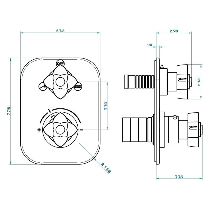 THG Встраиваемая часть термостатического смесителя, с переключателем на 2 положения