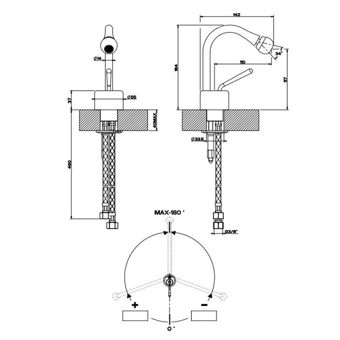 Gessi Goccia Смеситель для биде на 1 отверстие, СПЕЦАРТИКУЛ - укажите угол поворота носика при заказе,  цвет: Gold CCP