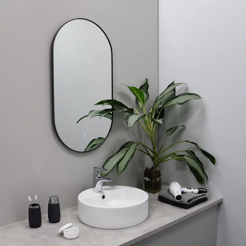 Зеркало с подсветкой LED Fixsen FX-3100F овальное 50х100 см, графит, артикул FX-3100F