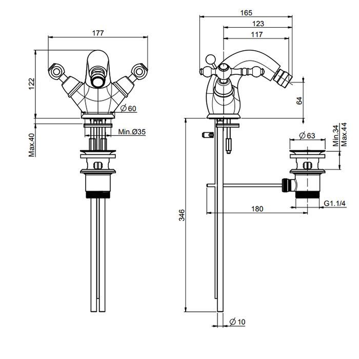 Fima Carlo Frattini Epoque Cмеситель для биде, на 1 отв., с донным клапаном, цвет: золото Fima Carlo Frattini Epoque Cмеситель для биде, на 1 отв., с донным клапаном, цвет: золото