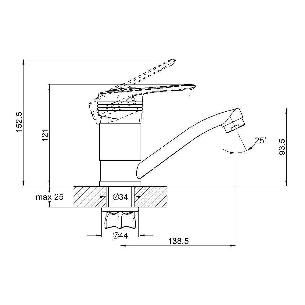 Смеситель для кухни G.Lauf 4G4-B182, хром