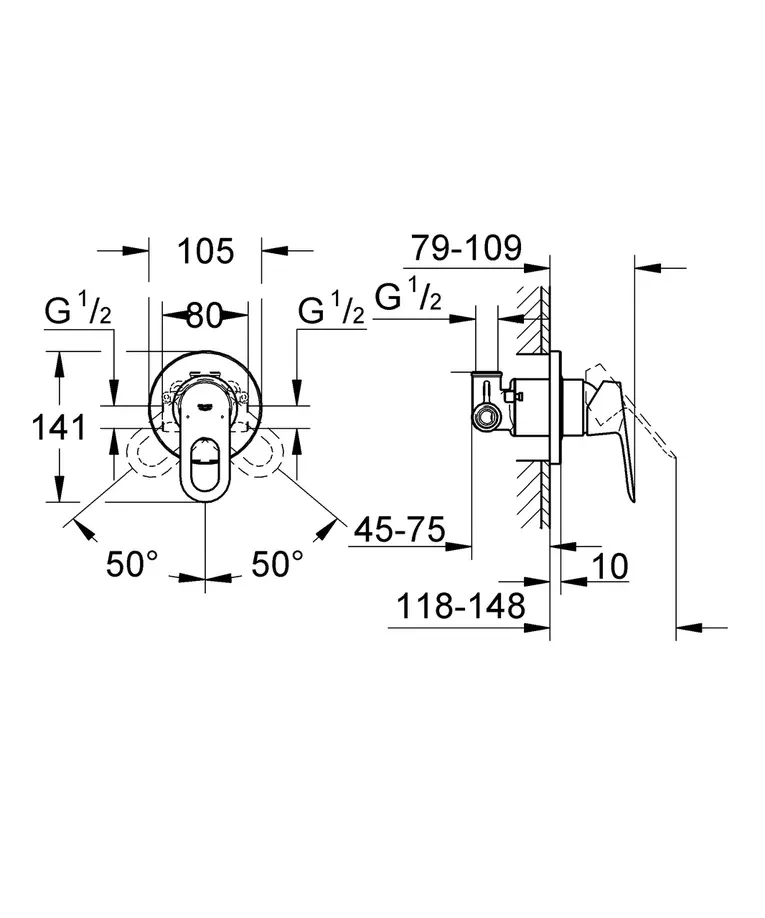 Смеситель для душа GROHE BauLoop (внешняя и встраиваемая части), хром (29042000) Смеситель для душа GROHE BauLoop (внешняя и встраиваемая части), хром (29042000)