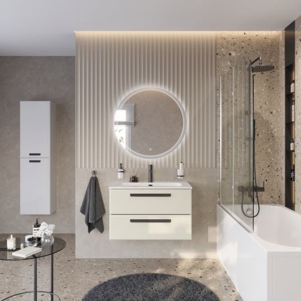 ECO-CER-N База под раковину подвесная с двумя выкатными ящиками, Bianco Lucido, 1000x457x500, ECO-CER-N-1000-2C-SO-BL