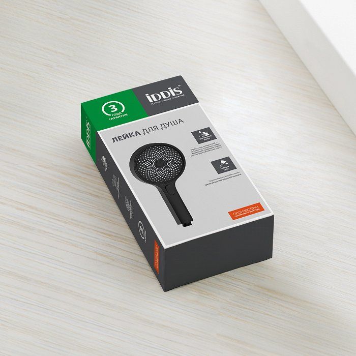 Лейка для душа IDDIS SpaHome черная (SPA3F0Bi18), артикул SPA3F0Bi18