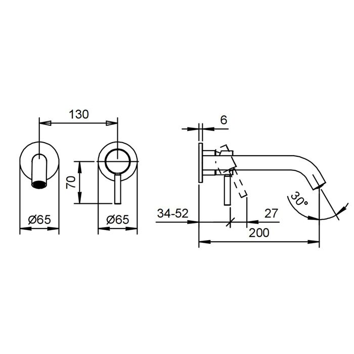 Fantini Nostromo Смеситель для раковины, встраиваемый, на 2 отв, без донного клапана, излив 200мм (наружняя часть), цвет: Матовая натуральная сталь