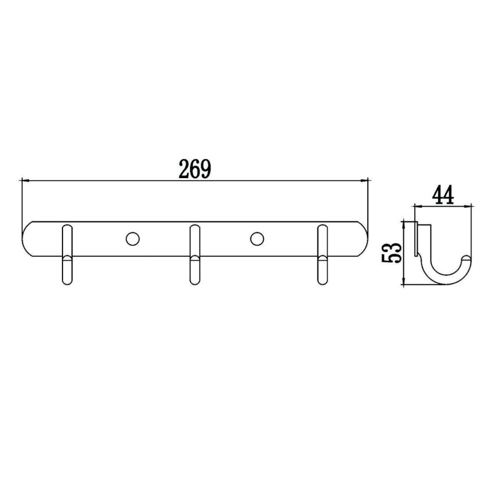 Планка с крючками Savol S-001253, хром