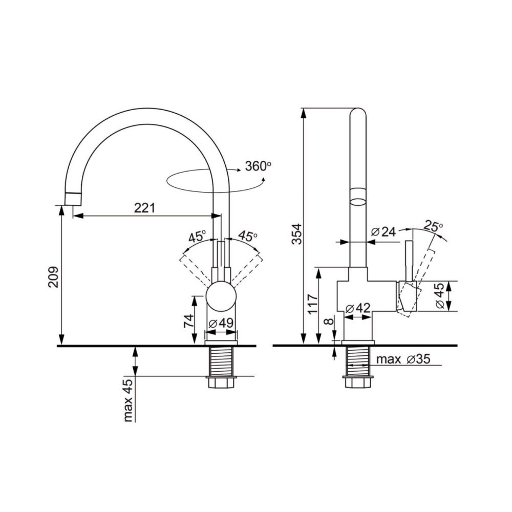 Смеситель для кухни Ulgran U-021-343, антрацит