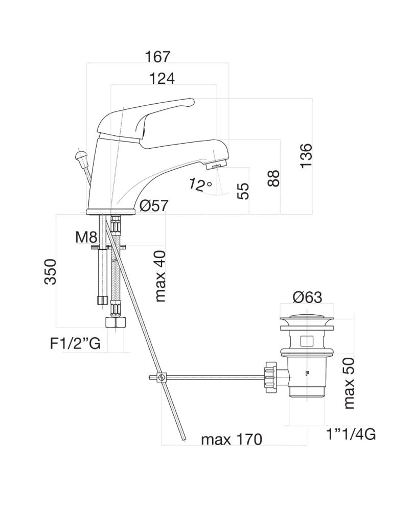 Смеситель для раковины Fiore KING 39CR2210, хром, артикул 39CR2210