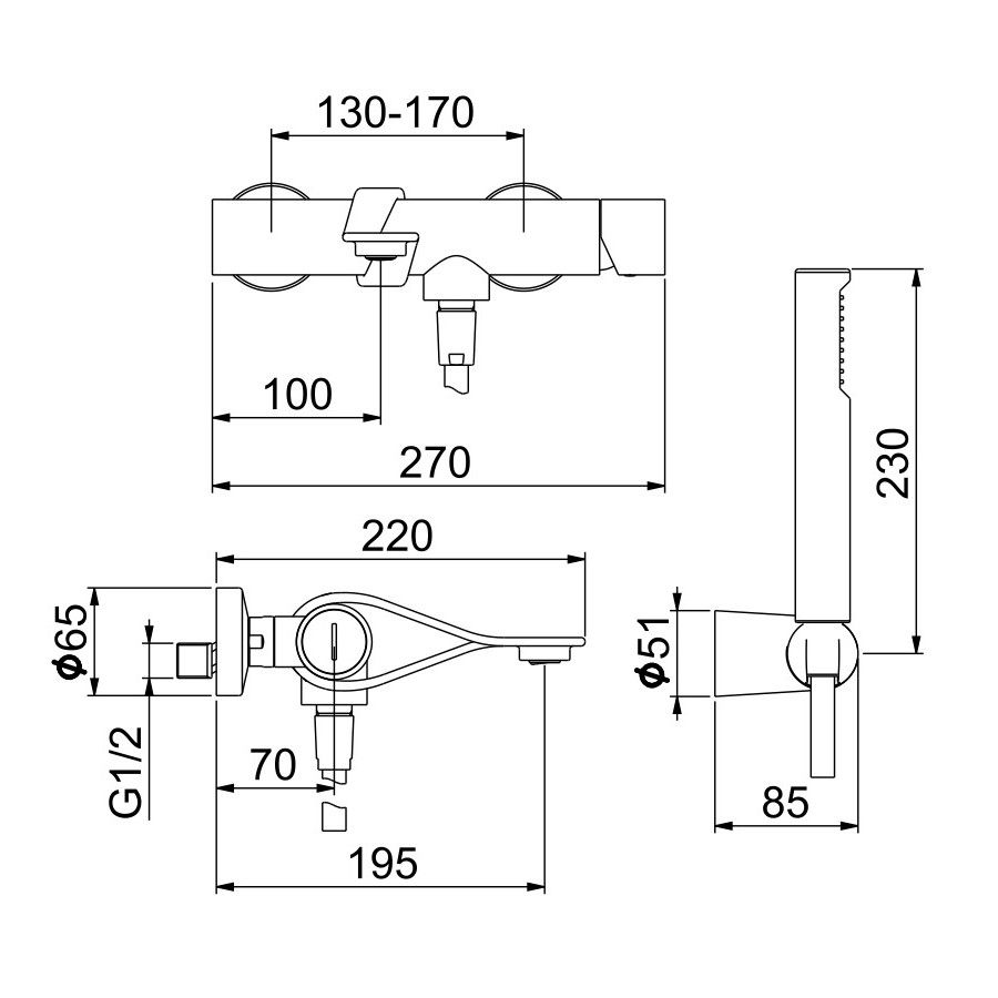 Смеситель для ванны Webert One-B NB850101015, хром/сталь