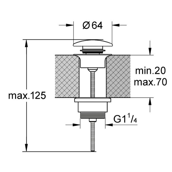 Kerasan  Донный клапан  клик-клак, покрытие керамика, цвет: nocciola matte Kerasan  Донный клапан  клик-клак, покрытие керамика, цвет: nocciola matte