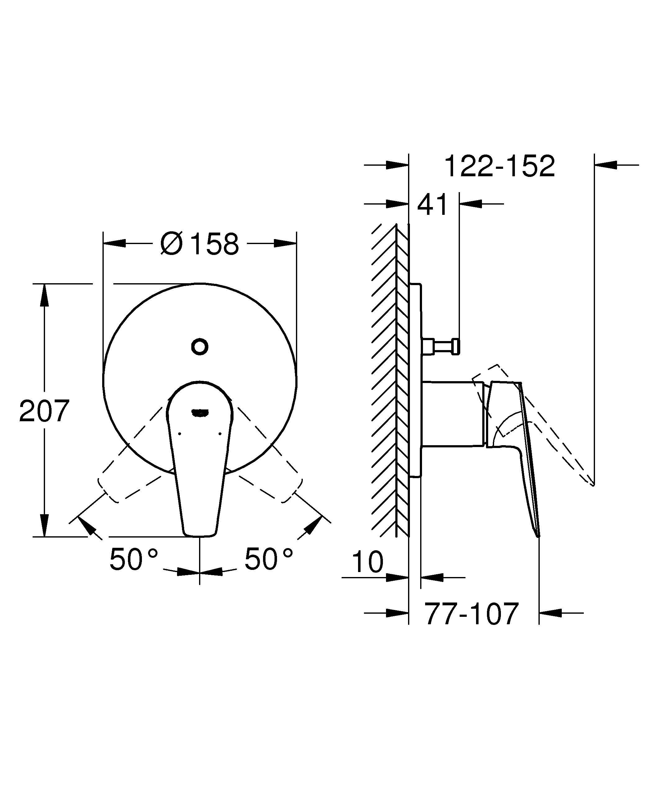 Смеситель для ванны GROHE BauEdge однорычажный, комплект верхней монтажной части для Rapido SmartBox, хром (24162001) Смеситель для ванны GROHE BauEdge однорычажный, комплект верхней монтажной части для Rapido SmartBox, хром (24162001)