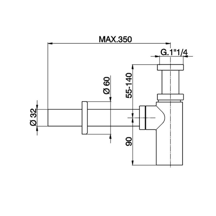 CISAL Сифон 1''1/4 для раковины, цвет Bianco Opaco