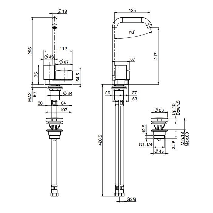 Fima Carlo Frattini So Смеситель для раковины, на 1 отв., с донным клпаном, цвет: чёрный матовый